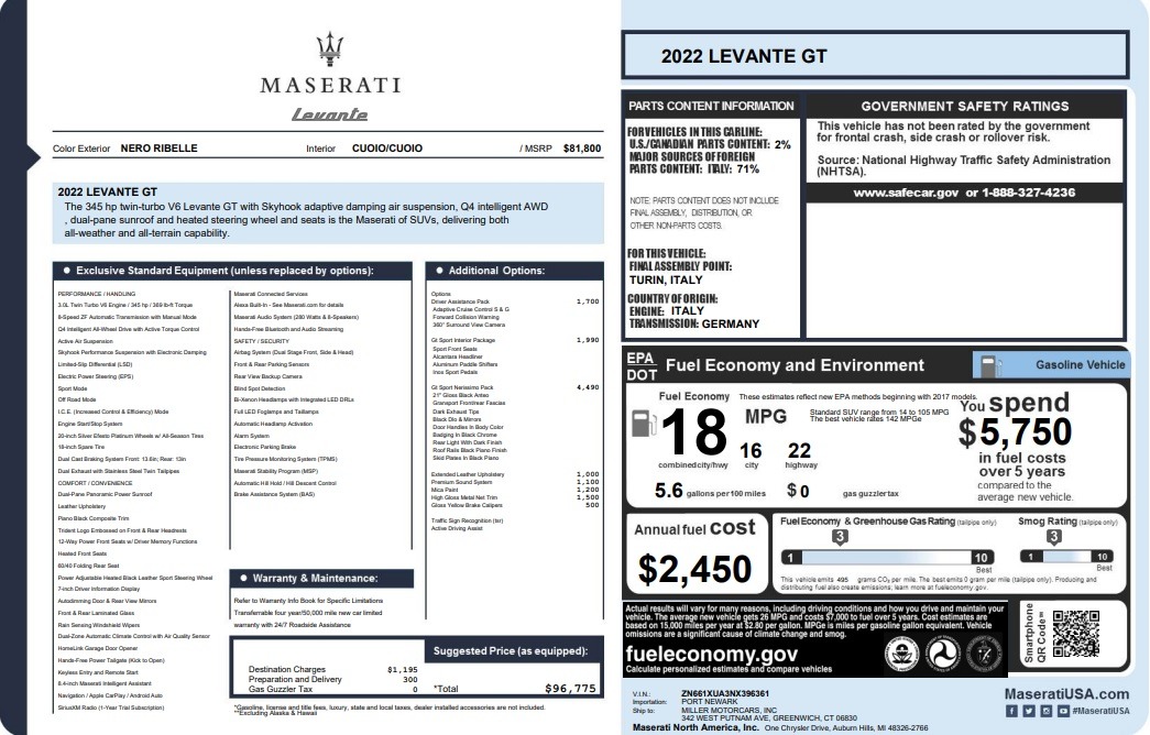 New 2022 Maserati Levante GT | St. Petersburg, FL