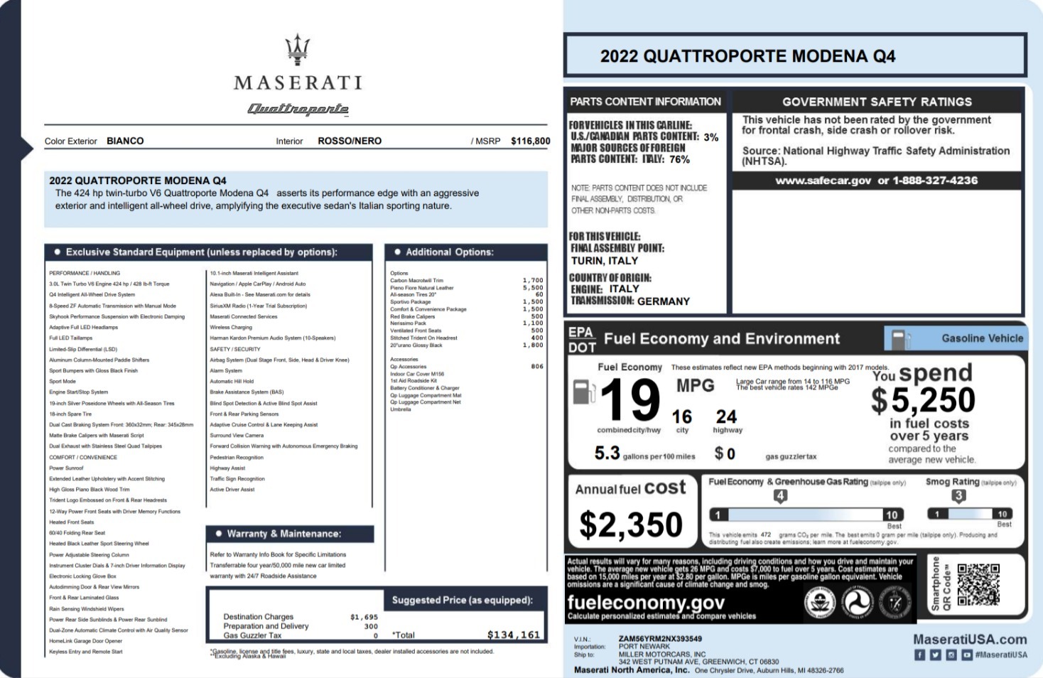New 2022 Maserati Quattroporte Modena Q4 | St. Petersburg, FL