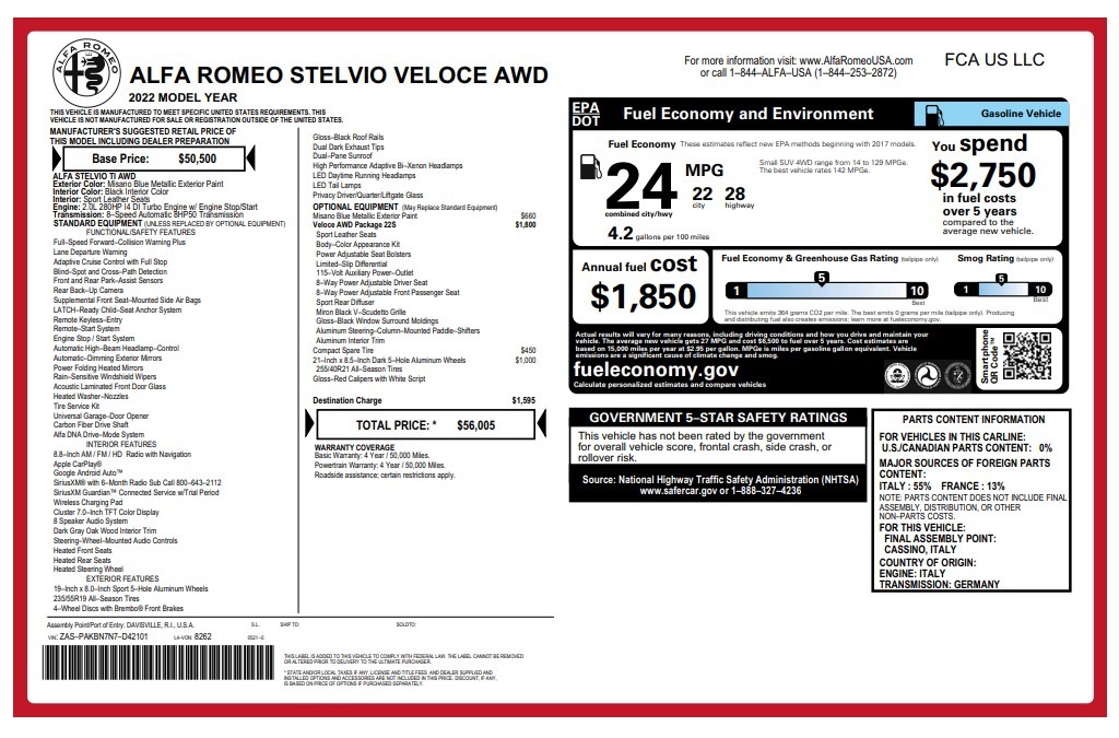 New 2022 Alfa Romeo Stelvio Veloce | St. Petersburg, FL