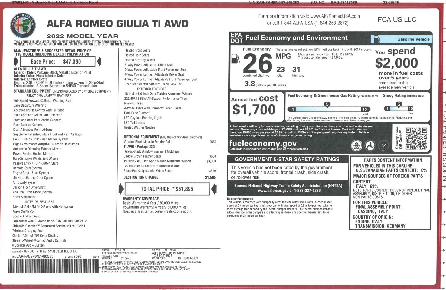 New 2022 Alfa Romeo Giulia Ti | St. Petersburg, FL