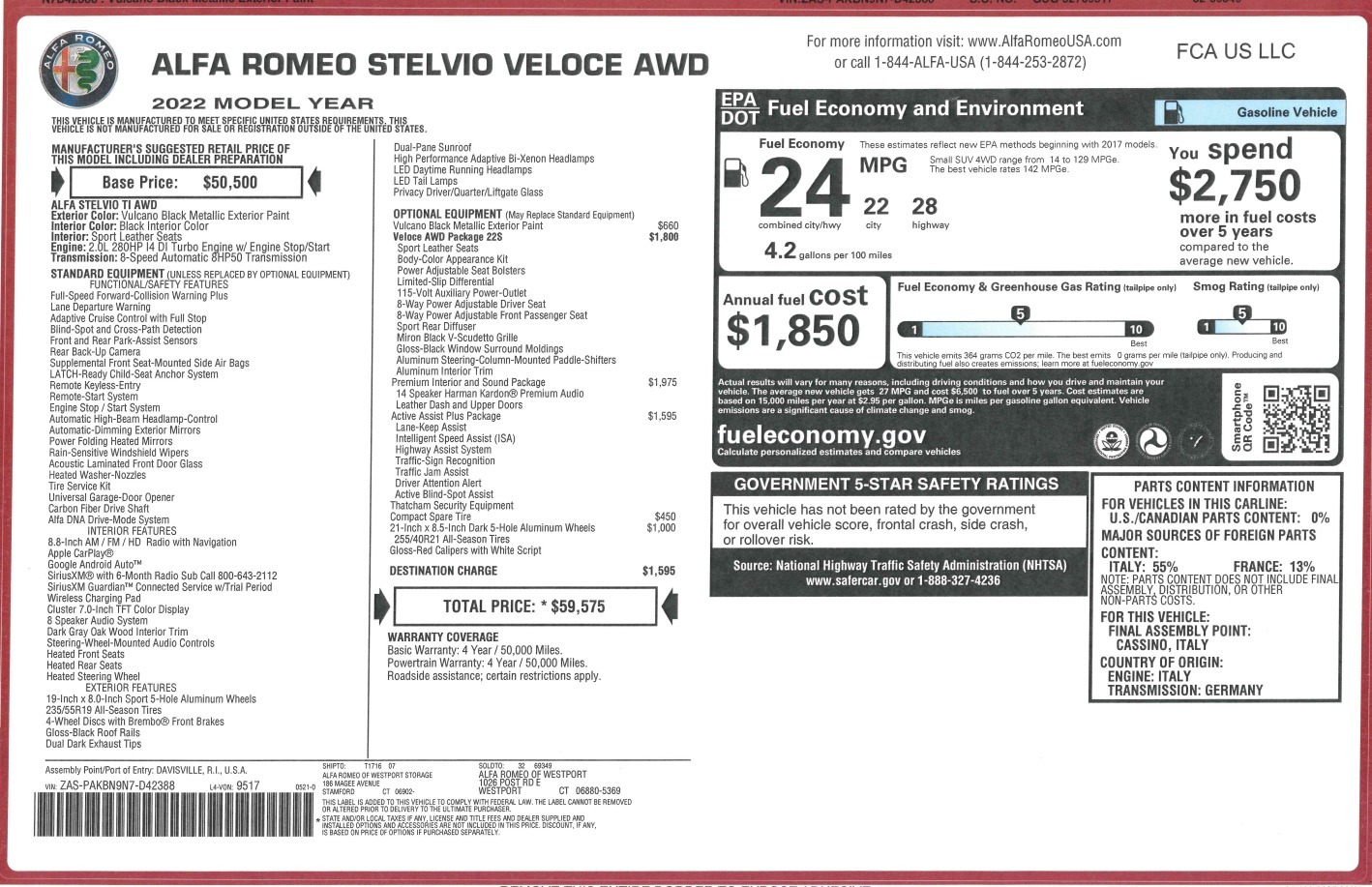 New 2022 Alfa Romeo Stelvio Veloce | St. Petersburg, FL