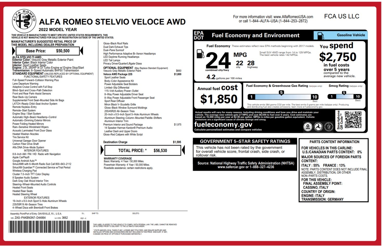 New 2022 Alfa Romeo Stelvio Veloce | St. Petersburg, FL