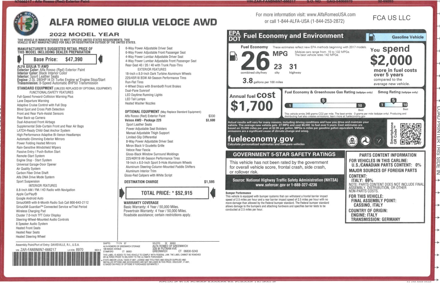 New 2022 Alfa Romeo Giulia Veloce | St. Petersburg, FL