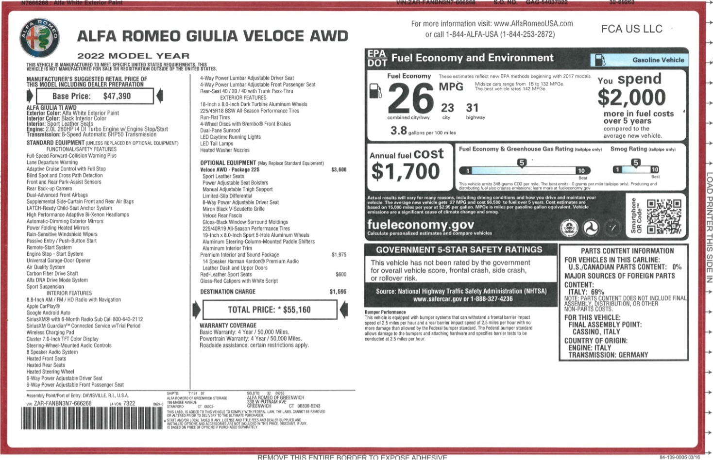 New 2022 Alfa Romeo Giulia Veloce | St. Petersburg, FL