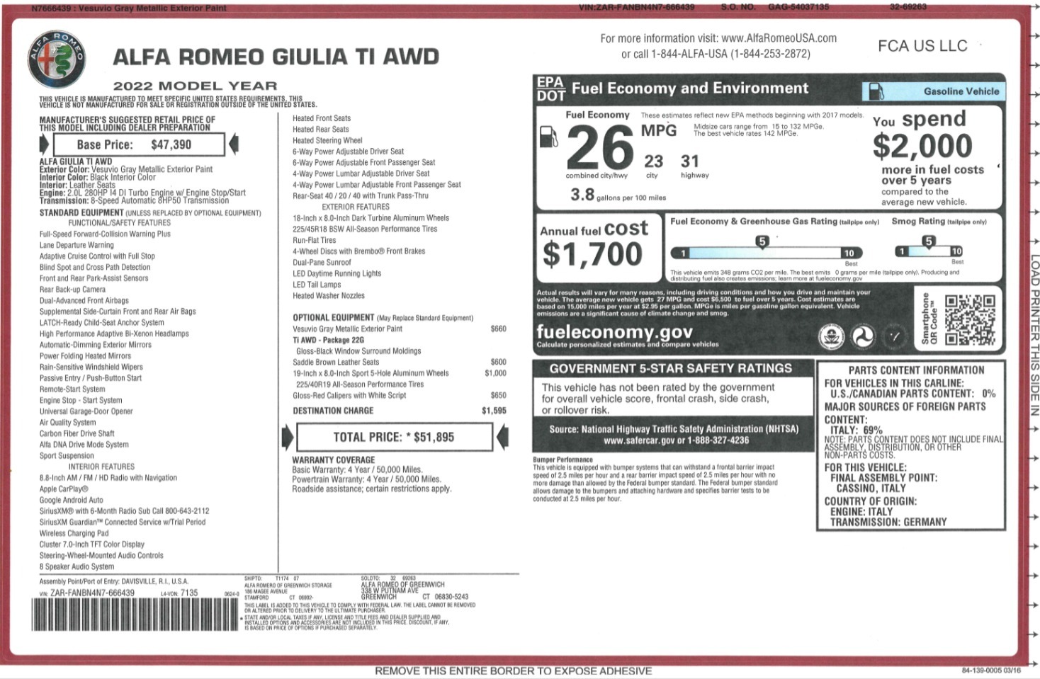 New 2022 Alfa Romeo Giulia Ti | St. Petersburg, FL