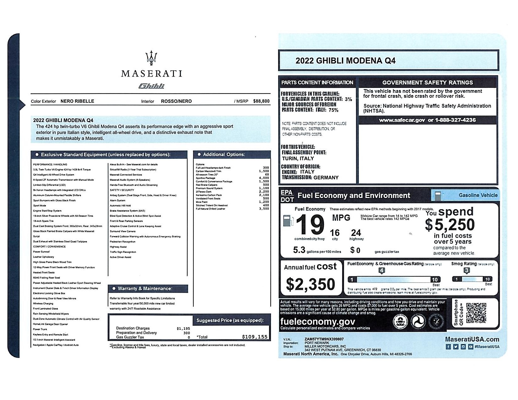 New 2022 Maserati Ghibli Modena Q4 | St. Petersburg, FL