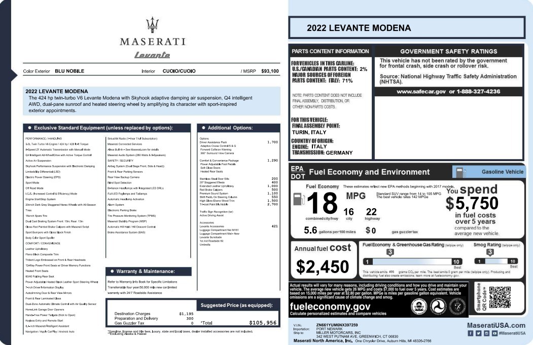 New 2022 Maserati Levante Modena | St. Petersburg, FL