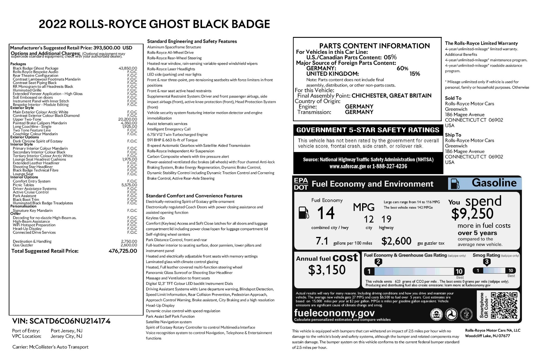 Used 2022 Rolls-Royce Ghost Black Badge | St. Petersburg, FL