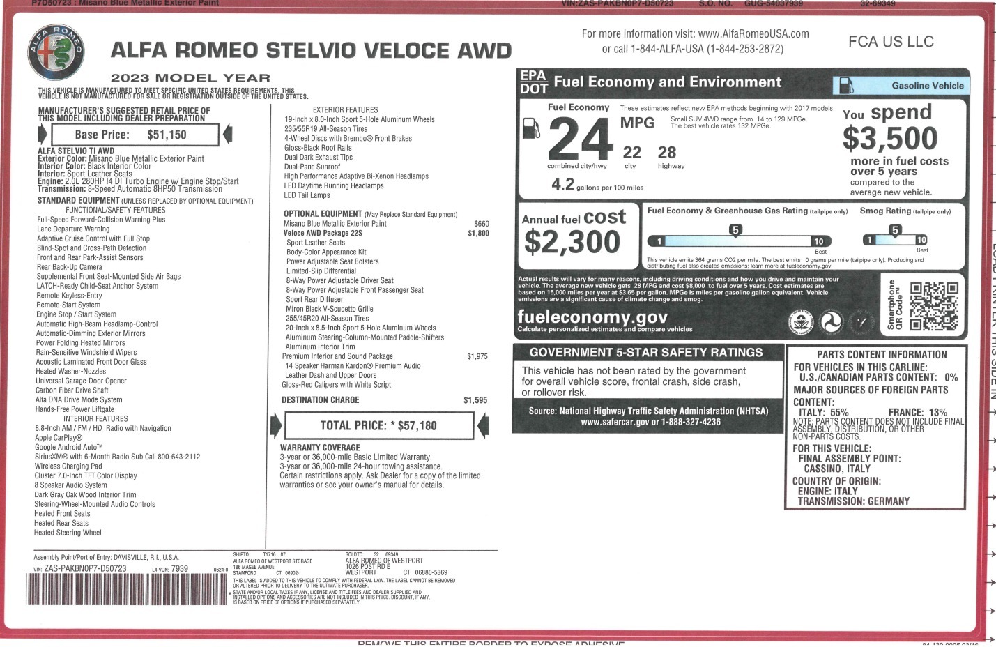 New 2023 Alfa Romeo Stelvio Veloce | St. Petersburg, FL