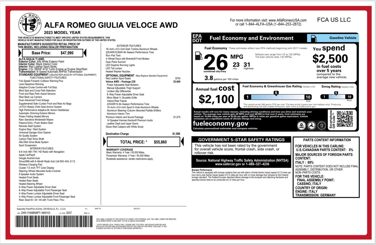 New 2023 Alfa Romeo Giulia Veloce | St. Petersburg, FL