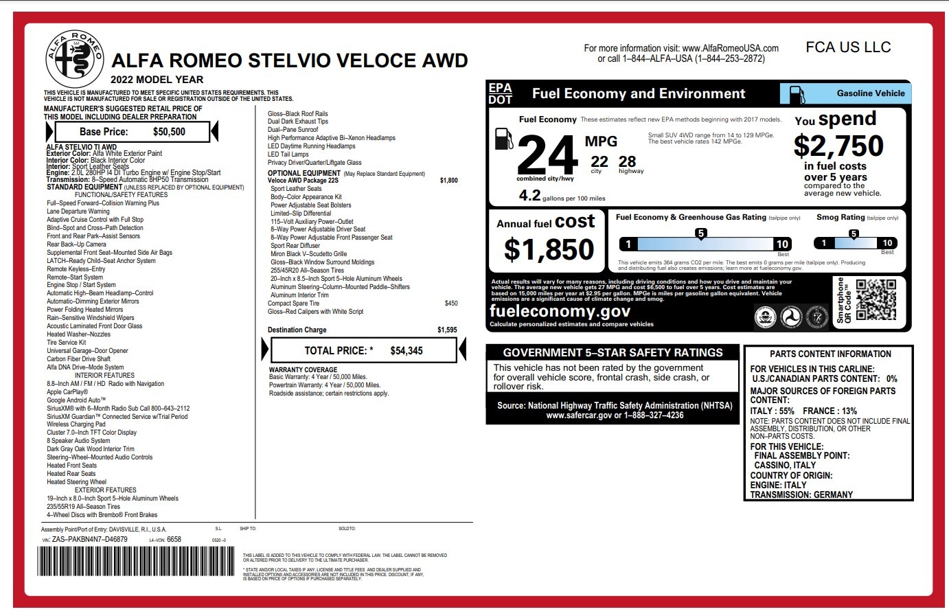 New 2022 Alfa Romeo Stelvio Veloce | St. Petersburg, FL