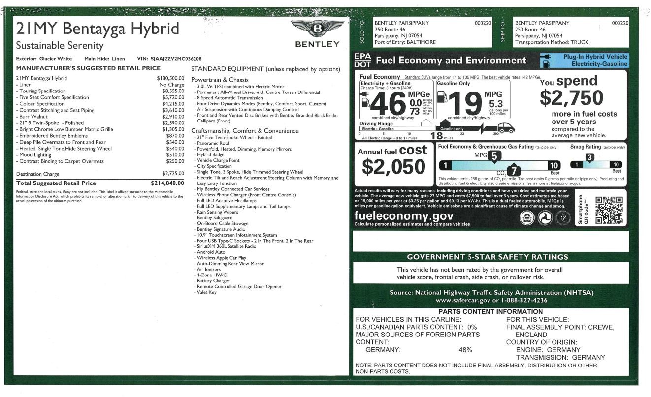 Used 2021 Bentley Bentayga Hybrid Hybrid | St. Petersburg, FL