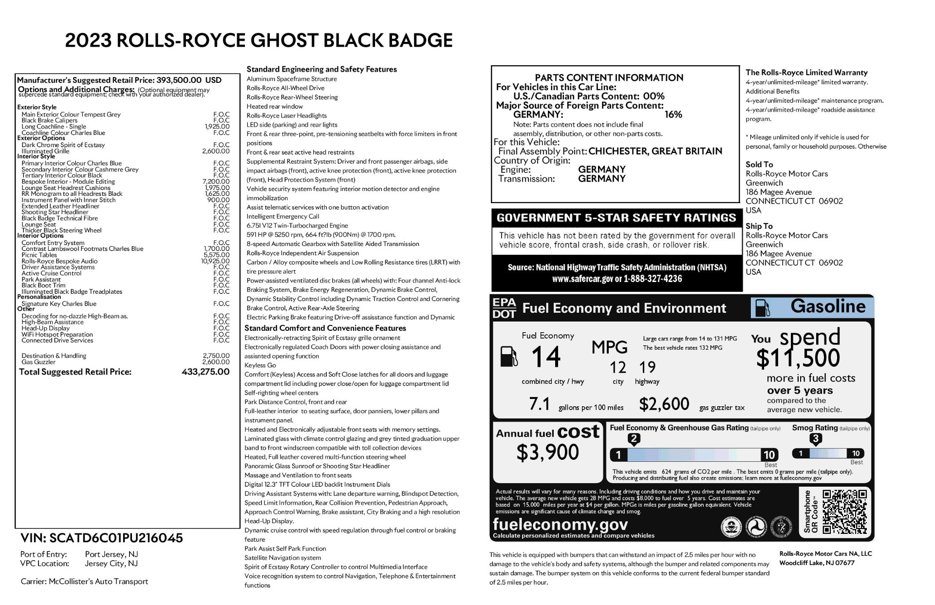 New 2023 Rolls-Royce Ghost Black Badge | St. Petersburg, FL