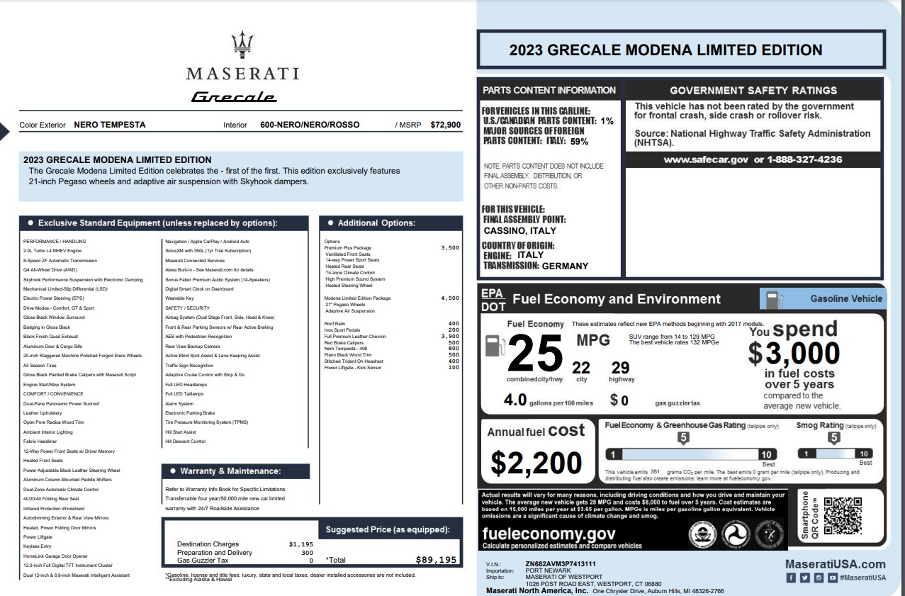 New 2023 Maserati Grecale Modena | St. Petersburg, FL