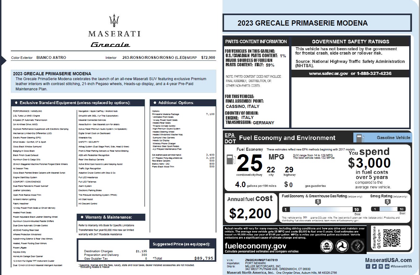 New 2023 Maserati Grecale Modena | St. Petersburg, FL