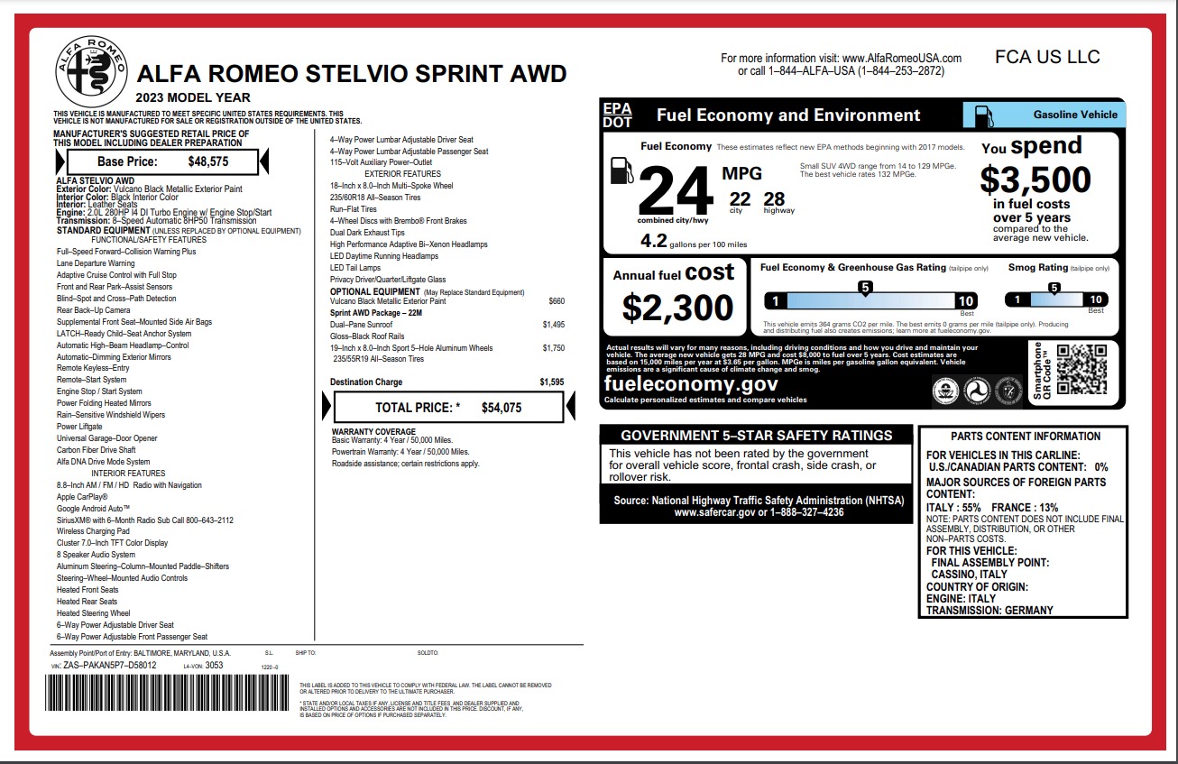 New 2023 Alfa Romeo Stelvio Sprint | St. Petersburg, FL