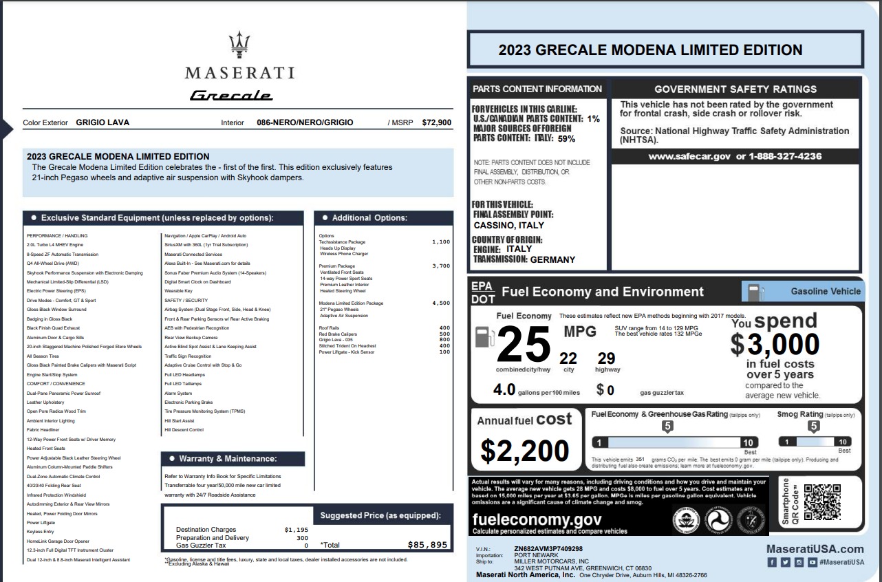 New 2023 Maserati Grecale Modena | St. Petersburg, FL