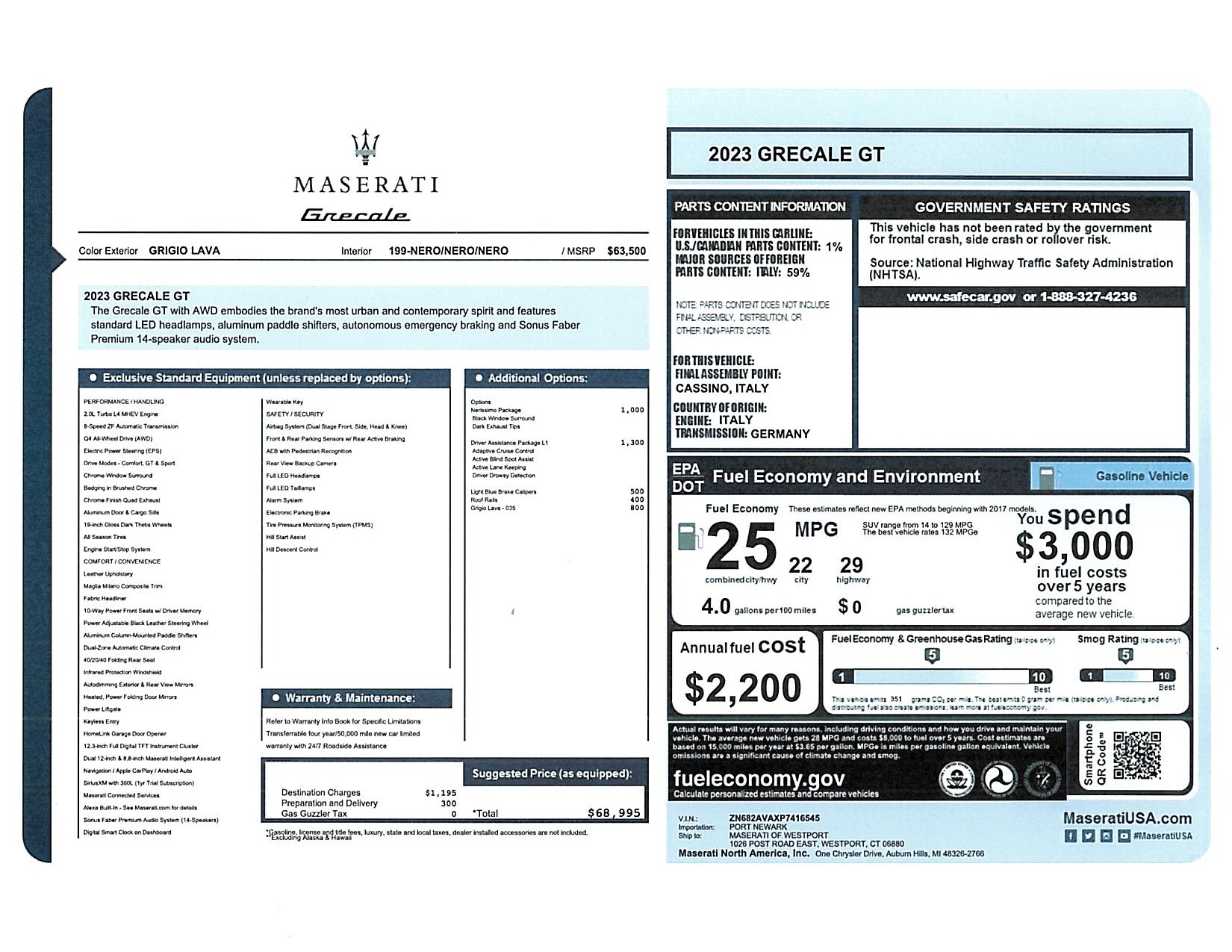 New 2023 Maserati Grecale GT | St. Petersburg, FL