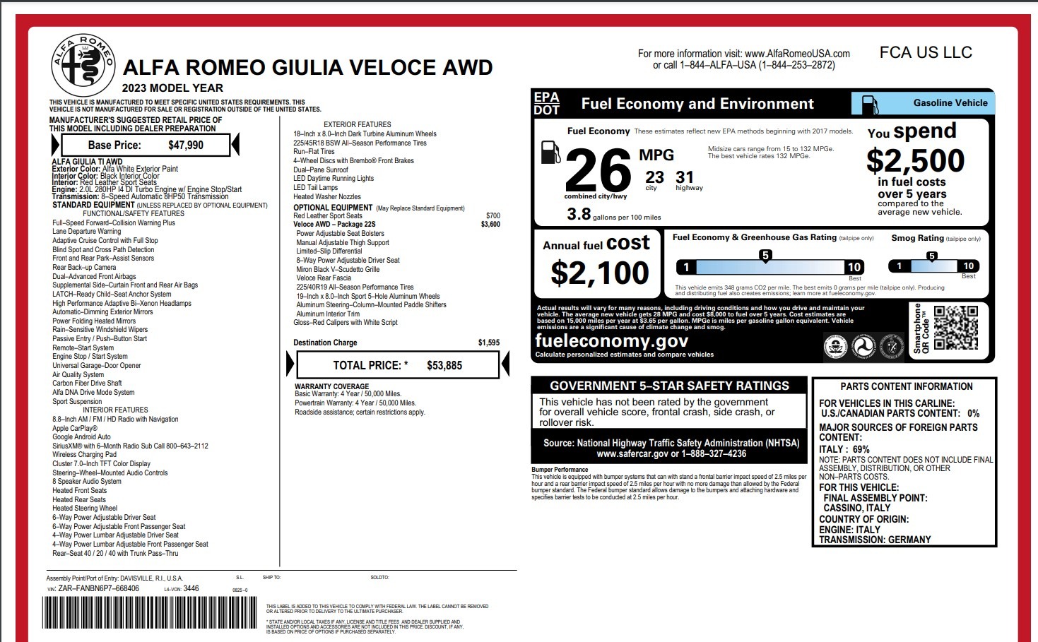 New 2023 Alfa Romeo Giulia Veloce | St. Petersburg, FL