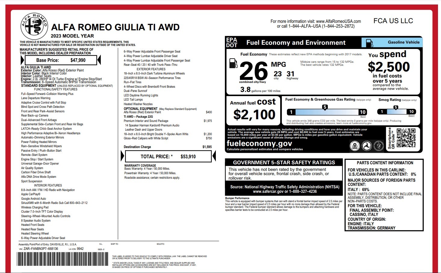 New 2023 Alfa Romeo Giulia Ti | St. Petersburg, FL