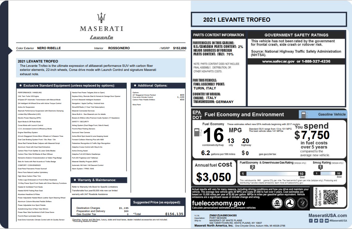 Used 2021 Maserati Levante Trofeo | St. Petersburg, FL