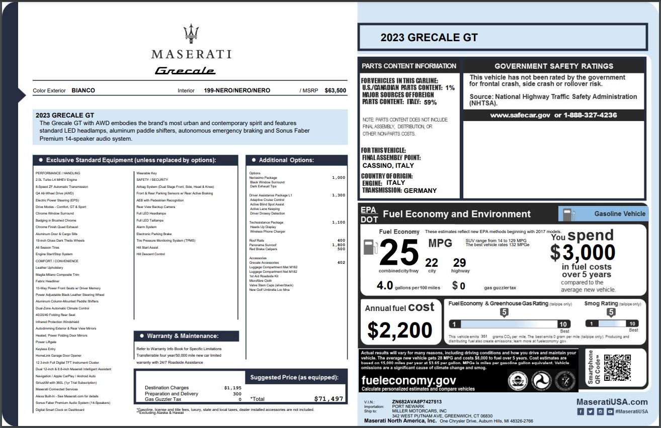 New 2023 Maserati Grecale GT | St. Petersburg, FL