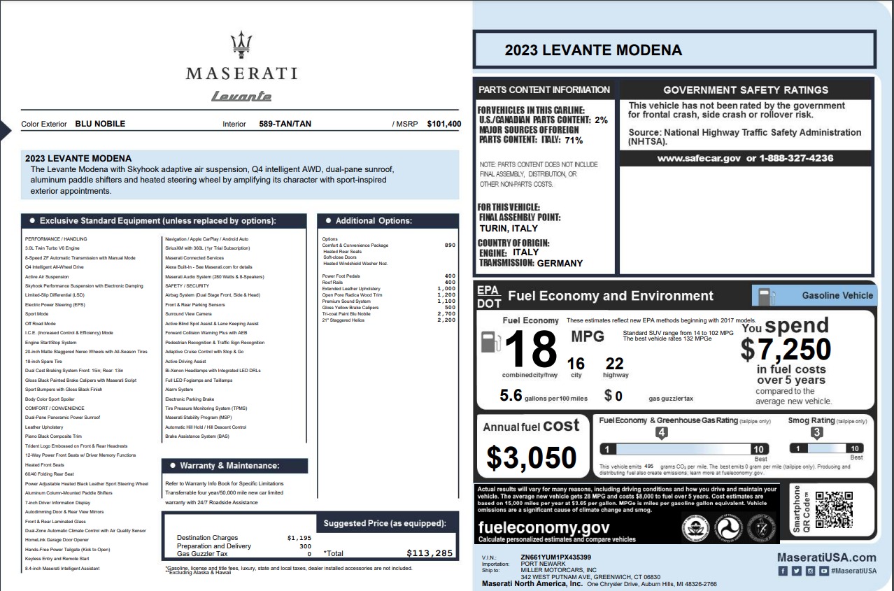 New 2023 Maserati Levante Modena | St. Petersburg, FL