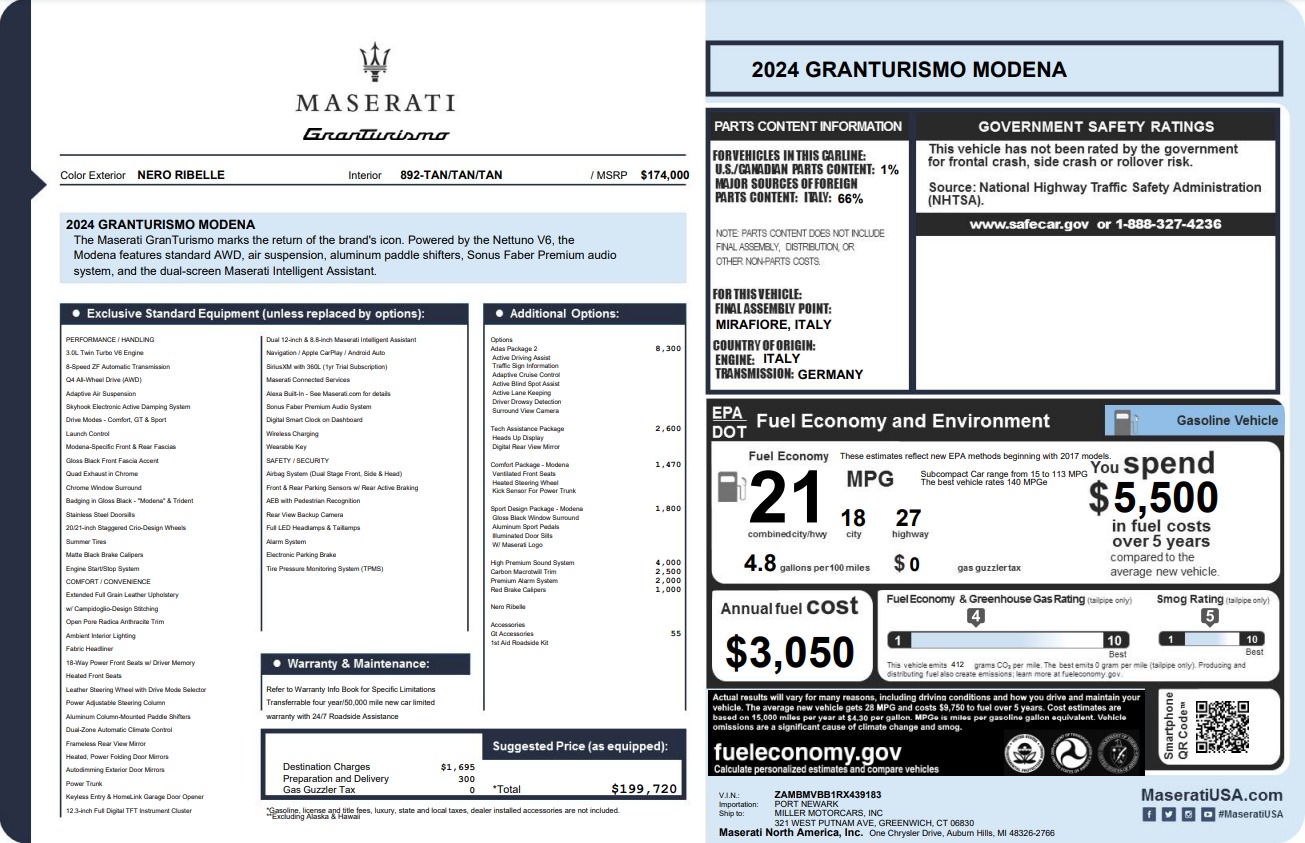 New 2024 Maserati GranTurismo Modena | St. Petersburg, FL