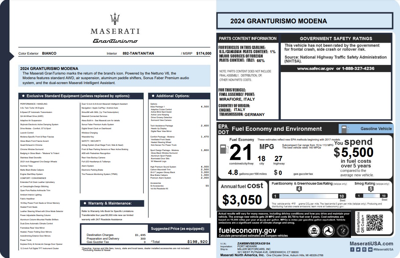 New 2024 Maserati GranTurismo Modena | St. Petersburg, FL