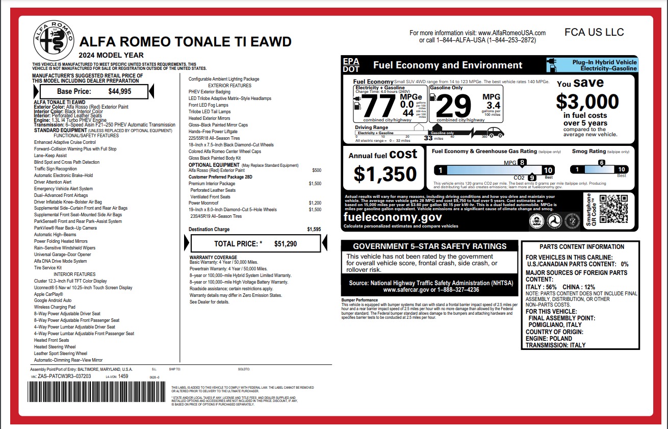 New 2024 Alfa Romeo Tonale Ti | St. Petersburg, FL