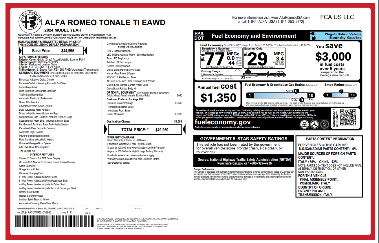 New 2024 Alfa Romeo Tonale Ti | St. Petersburg, FL
