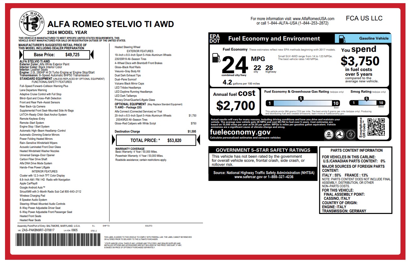 New 2024 Alfa Romeo Stelvio Ti | St. Petersburg, FL
