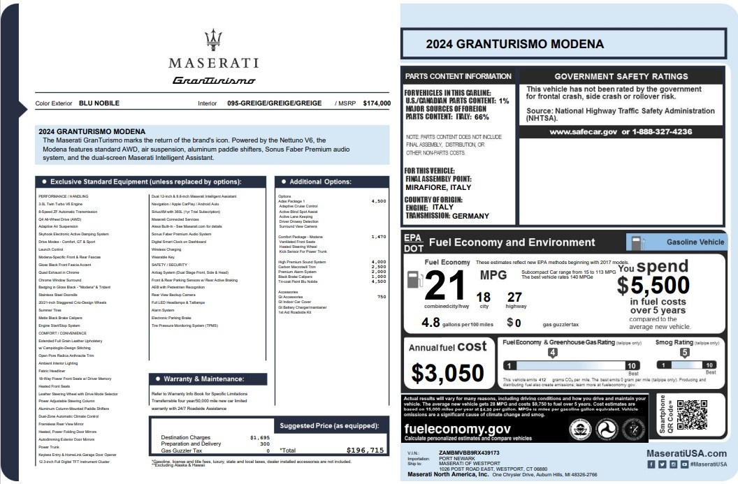New 2024 Maserati GranTurismo Modena | St. Petersburg, FL