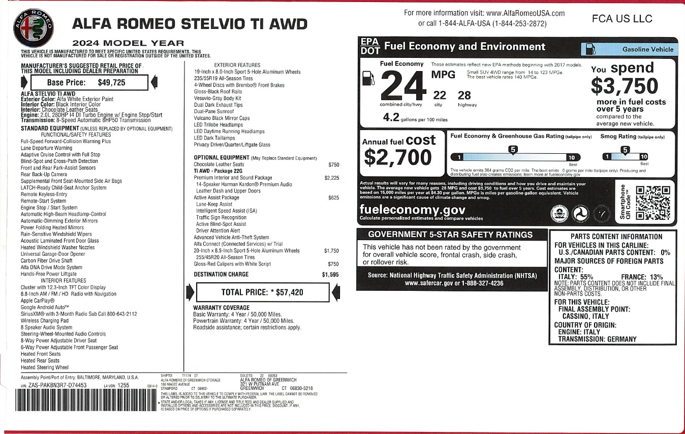 New 2024 Alfa Romeo Stelvio Ti | St. Petersburg, FL