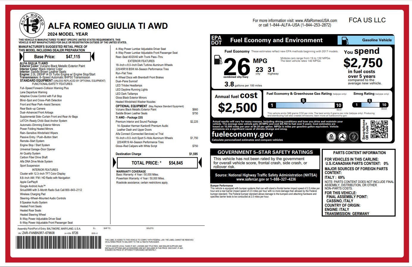 New 2024 Alfa Romeo Giulia Ti | St. Petersburg, FL