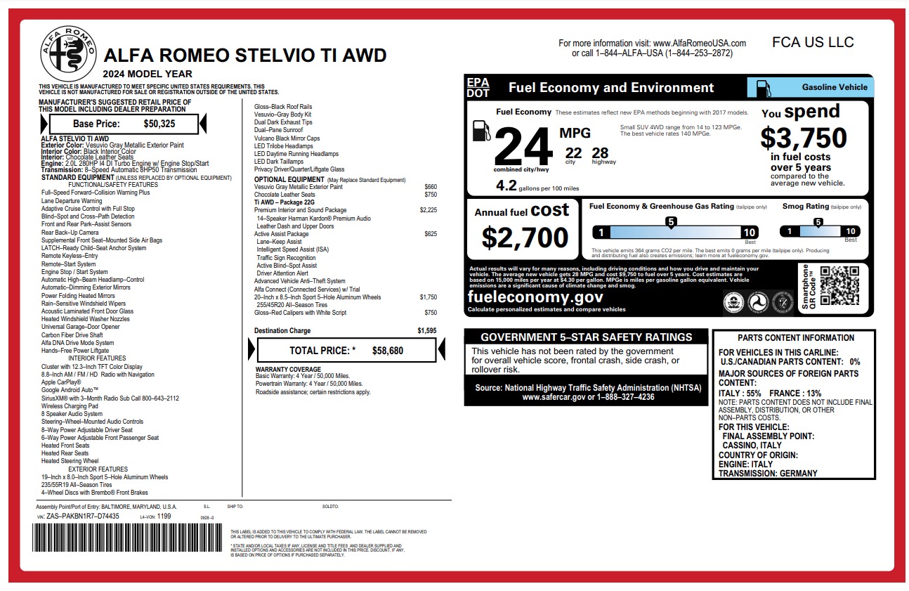 New 2024 Alfa Romeo Stelvio Ti | St. Petersburg, FL