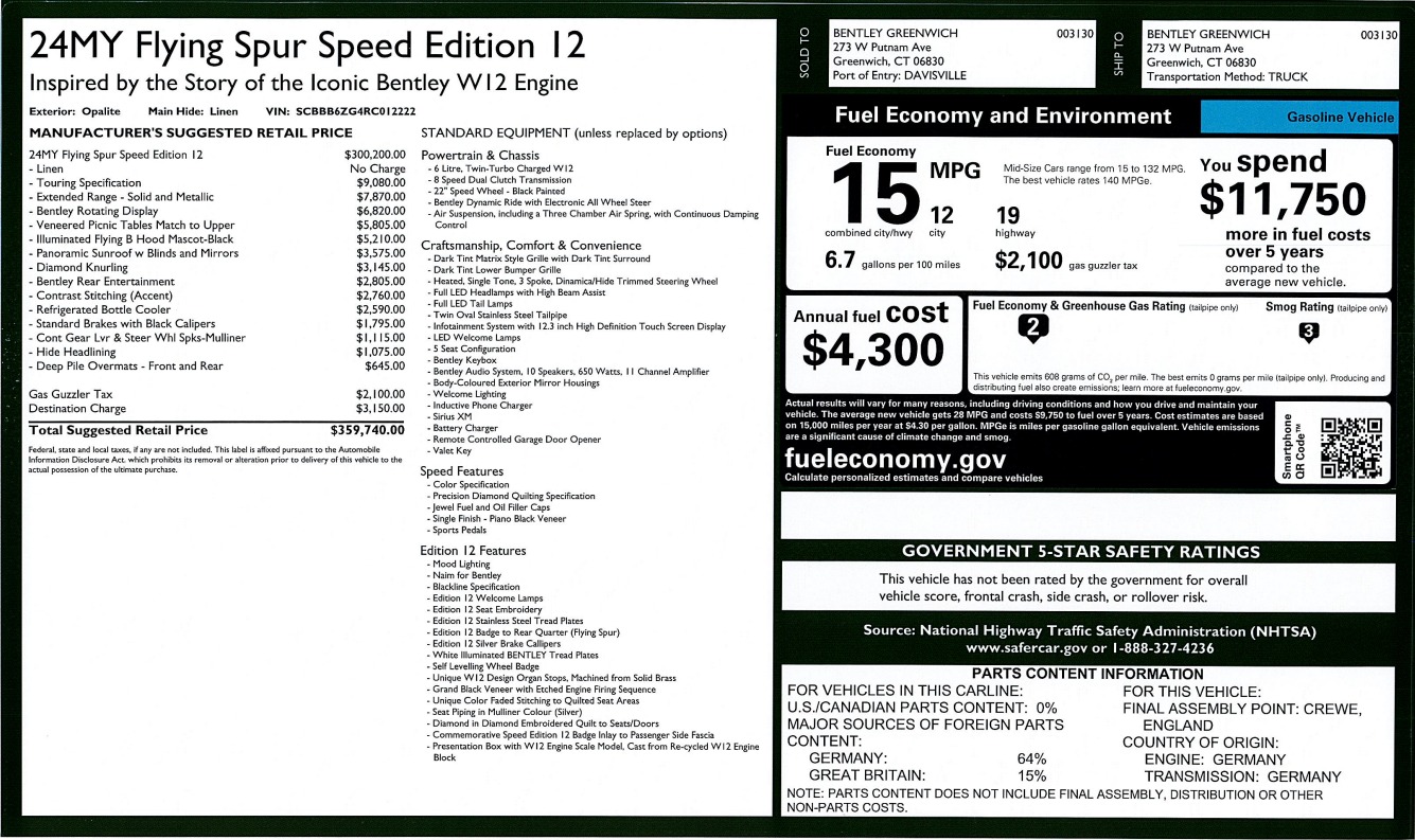 New 2024 Bentley Flying Spur Speed Edition 12 | St. Petersburg, FL