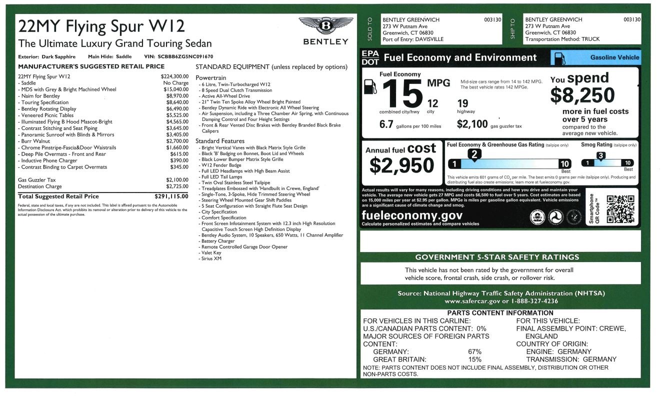 Pre-Owned 2022 Bentley Flying Spur W12 For Sale () | Miller Motorcars